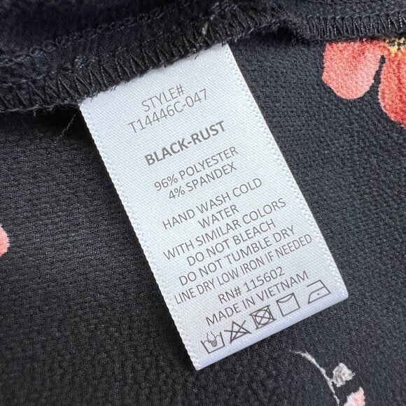 Lush Krisantha Tie Front Short Sleeve Blouse Black Floral Size Small NWT - Picture 10 of 11